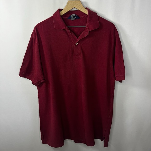 Lands' End Other - Vtg Lands' End Top Men‎ Size Large Red Cotton Collared Short Sleeve Polo Shirt